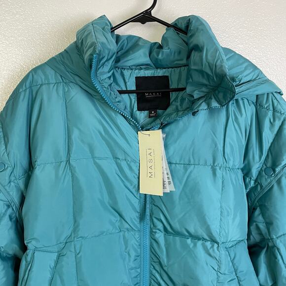 Masai Copenhagen Down Puffer Coat Small Womens Teal Full Zip Outdoors Tabiha NWT - Picture 3 of 13